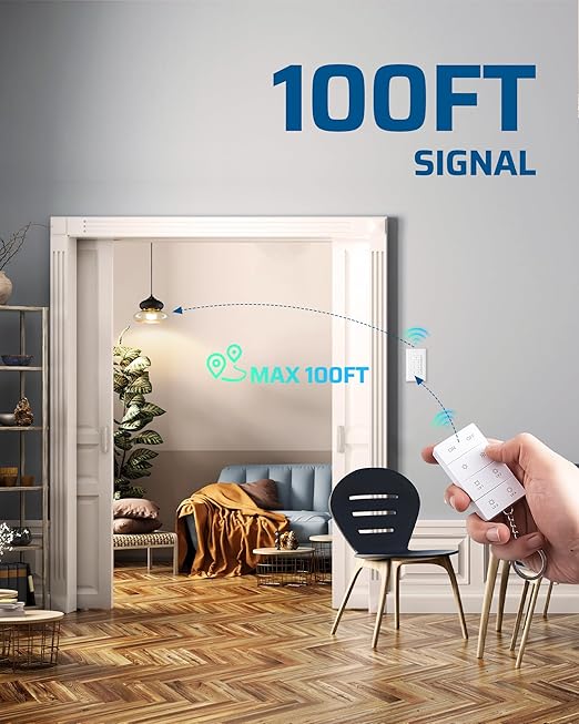 DEWENWILS Wireless Dimmer Switch, Electrical Light Switch, Remote Control Dimmer, Tungsten 400W, Dimmable LED 150W, Adjustable Brightness Button, Needs Neutral Wire, No Hub Required, ETL Listed