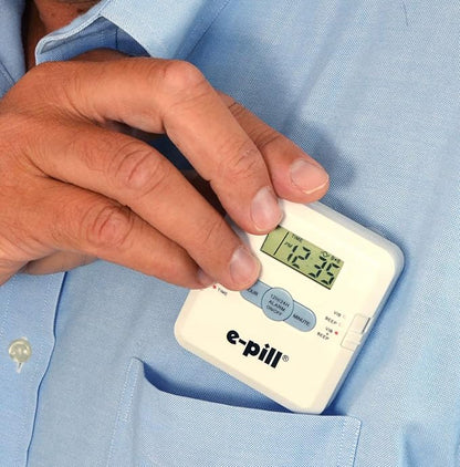e-Pill 4 Alarm Pocket Pill Organizer and Medicine Pillbox with Pill Reminder - Vibrates and/or Beeps - Fits in Shirt Pocket