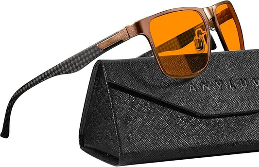 ANYLUV Blue Light Blocking Glasses Men Computer Gaming Glasses Lightweight Al-Mg Metal Anti Eyestrain Eye Protection