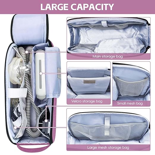 CPAP Travel Bag Compatible with ResMed AirMini Machine & Accessories, Portable CPAP Equipment & Supplies Carrying Bag, Compact CPAP Organizer Storage Bag with Compartments,Purple (Bag Only)