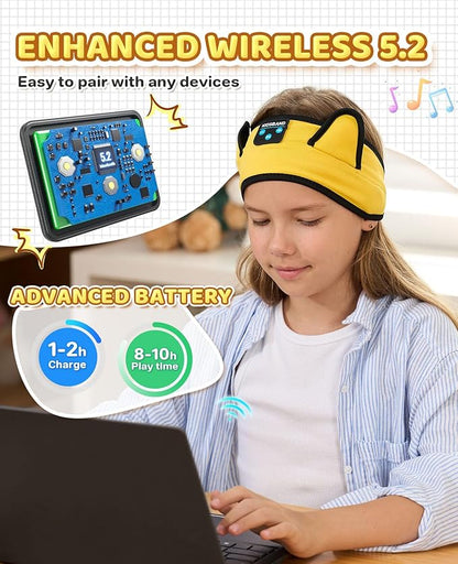 KIDSBAND Kids Headphones, Bluetooth Headband for Kids with Wired Playback 3.5 MM Jack for School, Travel