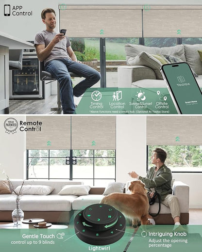 Yoolax Motorized Blinds with Remote, Smart Blinds for Windows Blackout Automatic Shades Work with Alexa Remote Control Roller Window Shades with Valance, Custom Size (Jacquard Coffee)