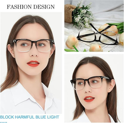 MARE AZZURO Blue Light Blocking Reading Glasses Women Computer Readers 1.0 1.25 1.5 1.75 2.0 2.25 2.5 2.75 3.0 3.5 4.0 5.0 6.0 (Black-clear, 6.00)