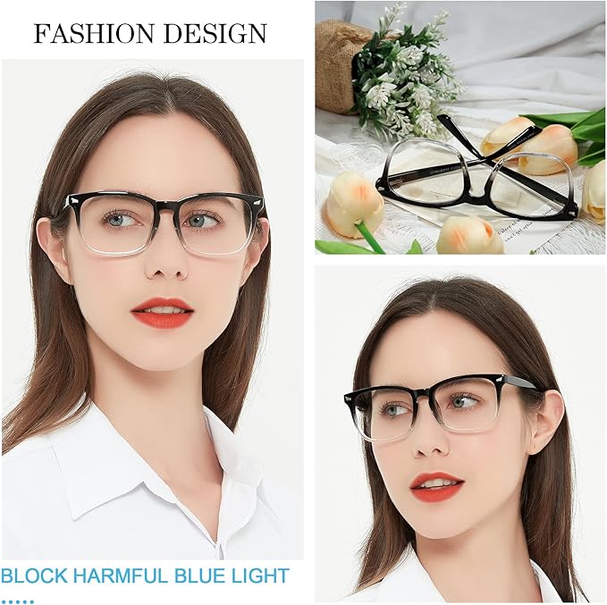 MARE AZZURO Blue Light Blocking Reading Glasses Women Computer Readers 1.0 1.25 1.5 1.75 2.0 2.25 2.5 2.75 3.0 3.5 4.0 5.0 6.0 (Black-clear, 2.25)