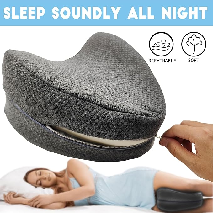 xcivi Pillowcase for Contour Memory Foam Side Sleeper Support Pillow, Pillowcase for Knee Pillow, Pillow Cases for Side Sleeper Pillow, Pillow Cover (Grey)