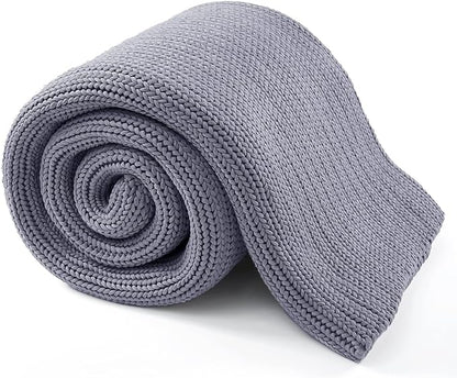 Guohaoi Knitted Weighted Blanket for Adults (Light Grey 48"x72" 10lbs) No Beads Cooling Throw Blanket for Hot Sleepers, Home Decor Breathable Chunky Knit Heavy Blanket Use on Full Size Bed