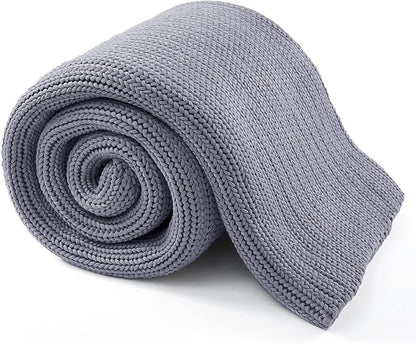 Guohaoi Knitted Weighted Blanket for Adults (Light Grey 50"x75" 15lbs) No Beads Cooling Throw Blanket for Hot Sleepers, Home Decor Breathable Chunky Knit Heavy Blanket Use on Full Size Bed