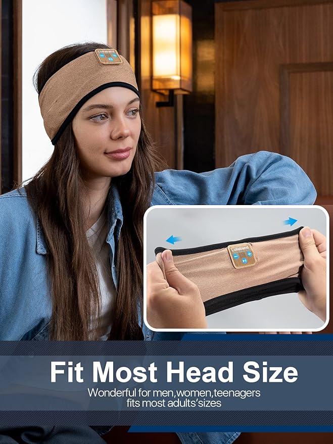 Lullaband Sleep Headphones Bluetooth Headband - Wireless Music Sleeping Mask Earphones for Side Sleepers with HD Stereo Speaker Tech Gadgets Gifts for Travel Workout Sports Meditation Yoga Housework