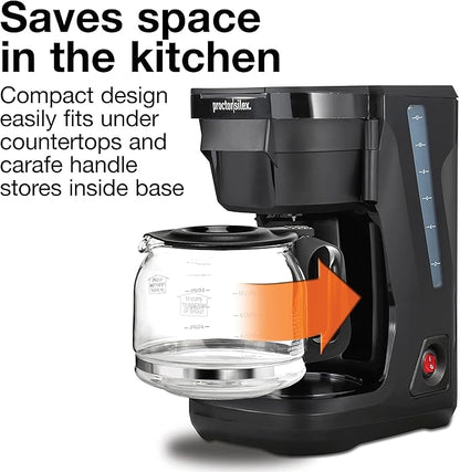 Proctor Silex FrontFill Drip Coffee Maker, 12 Cup Glass Carafe, Black and Silver (43680PS)