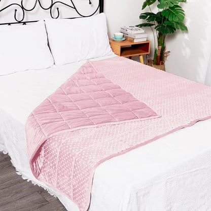 Alomidds Weighted Blanket (60"x80",20lbs Queen Size - Pink), Weighted Blankets for Adults, Breathable Soft and Comfort Minky, Heavy Blanket Microfiber Material with Glass Beads