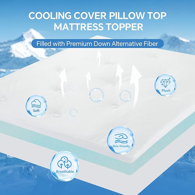 HOMBYS 6IN Thickness Cooling Mattress Topper for Hot Sleepers, Gel Memory Foam Mattress Pad Pillow Top with Fitted Deep Pocket, Soft Bed Topper for Back Pain Relief (Twin)
