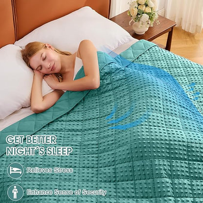Teal Weighted Blanket for Adults 20lbs, 48"x72", Twin Full Size Cooling Minky Heavy Throw Blanket for 130-220lbs, Soft Winter Thick Big Blankets Weighted Comforter Gift for Sleeping