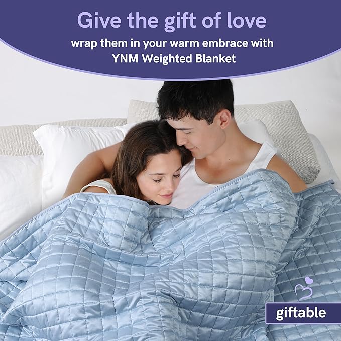 YnM Cooling Weighted Blanket for Adults, 12lbs Heavy Bed Throw Comforter with 100% PE Fabric, Ideal for Hot Sleepers or Summer Days(48x72 Inches for Twin/Full Bed, 12 Pounds, Blue)