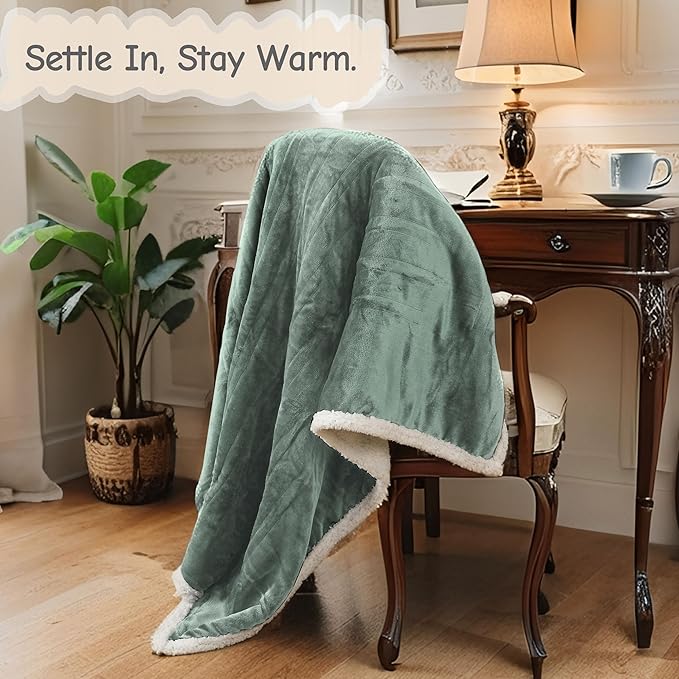 Electric Heated Blanket Queen Size 84"x90", Soft Flannel with Dual Controllers & Overheat Protection, 9 Adjustable Heat Settings & 10-Hour Auto-Off Timer, Fast Heating for Winter Comfort, Light Green