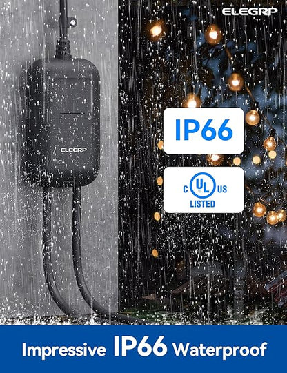 ELEGRP PQR22 Outdoor Smart Dimmer Plug Waterproof IP66, Smart WiFi Plug with 2 Individually Sockets, Compatible with Alexa & Google Assistant, Outdoor Dimmer for String Lights, UL Listed, 1 Pack