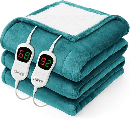 Homemate Electric Heated Blanket King - 100"x90" Heating Bed Blankets Throw with 10 Heating Levels 8 Hours Auto Off Fast Heating Over-Heated Protection Ultra Soft Warm Flannel ETL Certified