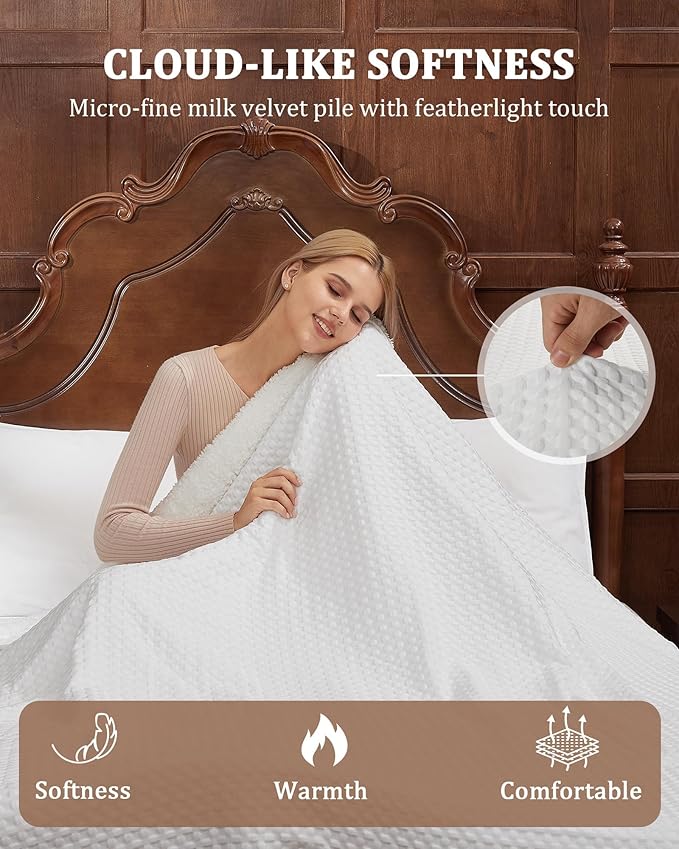 CAROMIO Heated Blanket King Size with LCD Dual Controller, Waffle Weave Fast Heating Electric Blankets, 10 Heat Levels & 1-12H Time Settings, ETL Certified, Machine Washable, Off White, 100" x 90"