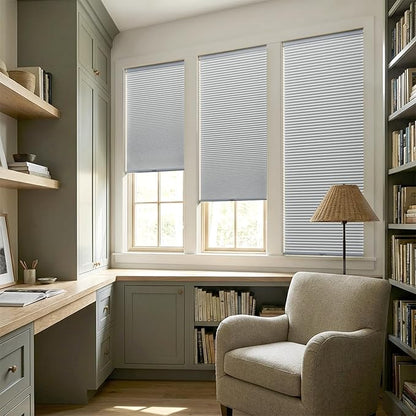 LazBlinds Cordless Cellular Shades, No Tools No Drill Blackout Honeycomb Shades Pleated Blinds for Windows, 33'' W x 48'' H, Dark Grey