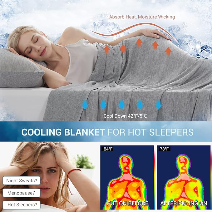 Marchpower Cooling Blanket for Hot Sleepers King Size, Q-Max>0.5 Arc-Chill Cooling Blanket with Double-Sided Design, Japanese Cooling Fiber Absorbs Body Heat, Soft Cold Blankets for Sleeping Summer