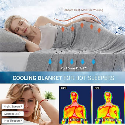 Marchpower Cooling Blanket for Hot Sleepers King Size, Q-Max>0.5 Arc-Chill Cooling Blanket with Double-Sided Design, Japanese Cooling Fiber Absorbs Body Heat, Soft Cold Blankets for Sleeping Summer