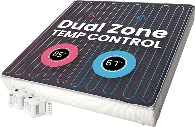 Chilipad Cube Bed Cooling System - Cooling & Heating Mattress Topper, Dual Zone Individual Bed Temperature, Cool Sleep Enhancement, Temp Range of 60-115°F, WE King Bedsize (76"W x 80"L), Model: CP515