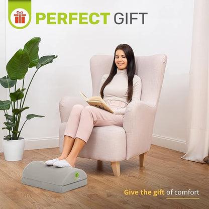 ErgoFoam Foot Rest for Under Desk at Work - Chiropractor Endorsed 2in1 Adjustable Premium Under Desk Footrest - Ergonomic Desk Foot Rest with High-Density Compression-Resistant Velvet Soft Foam (Grey)