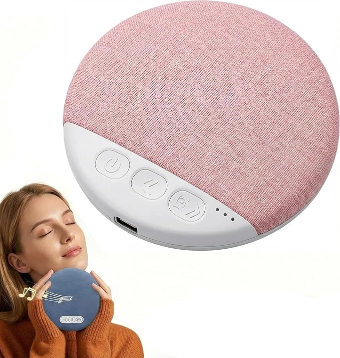 Pillow Speakers for Sleeping，Under Pillow Speaker with White Noise Timer, Mini Bone Conduction Sleep Aid with Stereo Bass (Pink)