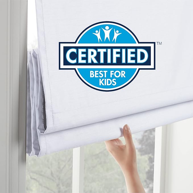 ECLIPSE Kylie Total Privacy Blackout Cordless Lined Window Roman Shade for Living Room, 27 in x 64 in, White