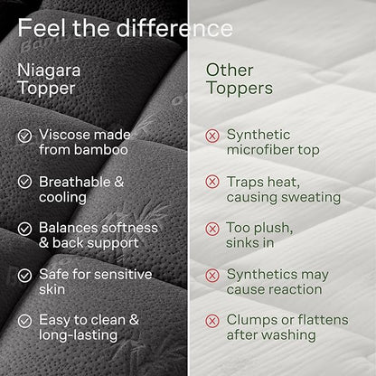Ultra Soft King Size Mattress Topper - Viscose Made from Bamboo Pillow Top Mattress Pad for Back Pain Relief - Naturally Cooling for Hot Sleepers, Dark Gray