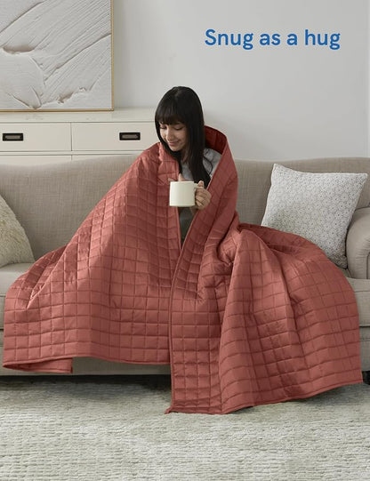 YnM Exclusive Cooling Weighted Blanket, Bed Blanket for One Person of 140lbs, Ideal for Twin/Full Bed (48x72 Inches, 15 Pounds, Carribean Sunset)