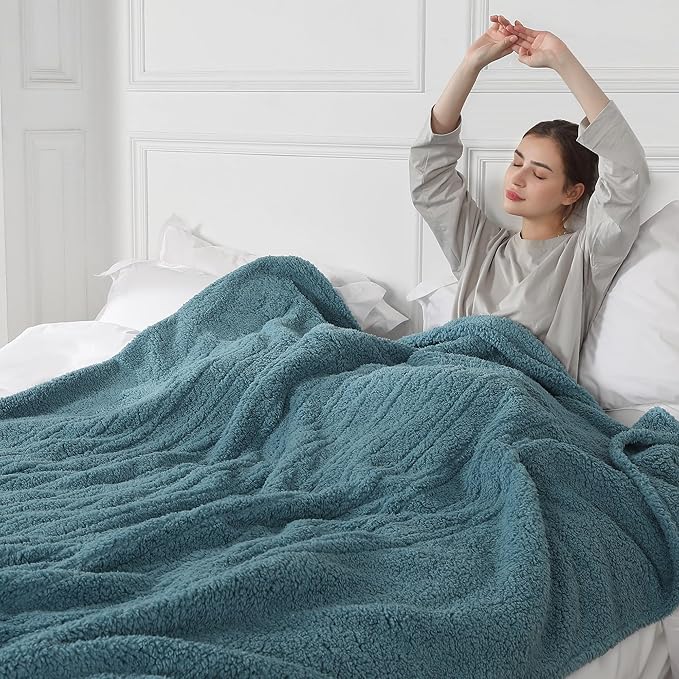 Queen Electric Blanket, Queen Heated Blanket with Two Separate Controllers, Queen Size Large Heating Blanket with 5 Heating Levels & 10 Hours Auto Off, Machine Washable, 84"x90", Slate Blue