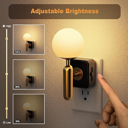 JandCase Night Light Plug in, Night Lights Plug into Wall, 3000K Soft Light LED NightLights, 0-100LM Dimmable Night Light, Built in Dusk to Dawn Sensor for Hallway Bedroom Stairway[2 Pack]