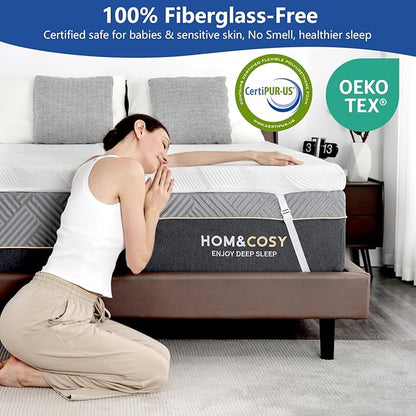 3 Inch Full Size Firm Mattress Topper with Ice Silk Cover, Premium Cooling Gel+Bamboo High Density Memory Foam Mattress Topper, CertiPUR-US Firm Bed Topper for Pain Relief, 74"x54"