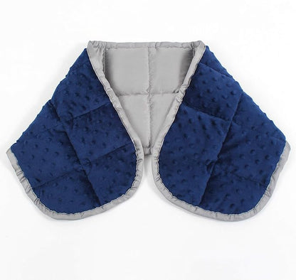 Sleepymoon Weighted Shoulder Neck Wrap Unscented Heavy Small Pad 3lbs with Glass Beads Double Side Soft Minky and Cool Viscose Made from Bamboo Navy Blue