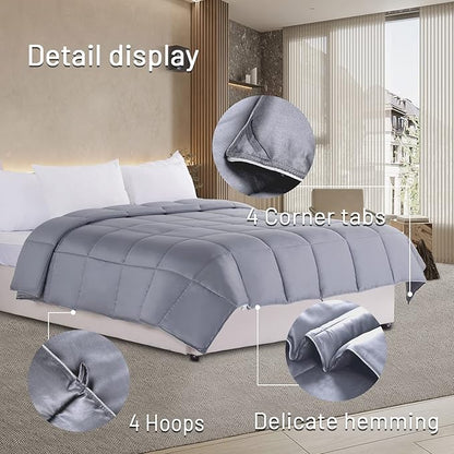 NEXHOME PRO Viscose from Bamboo Cooling Comforter,Light Grey Queen Lightweight Organic Natural Duvet Insert, Summer Bedding Blanket Cool for Hot Sleepers, 8 Corner Tabs(90"x 90")