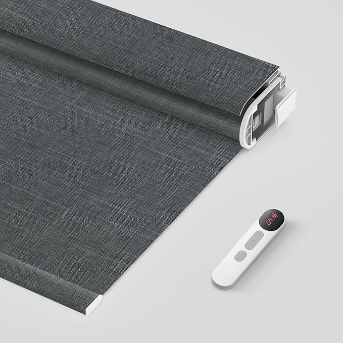 Bringnox No Drill Motorized Blinds with Remote,Blackout Windows,with Apple Homekit,Alexa,Google, with App,Voice Control Custom Size