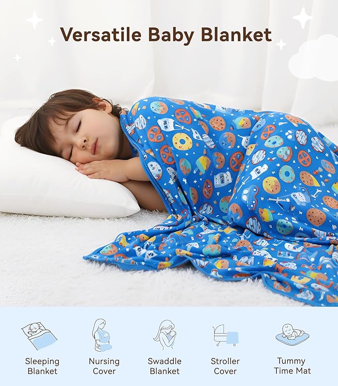 Premium Baby Blankets, Soft Viscose from Bamboo Blanket for Boys and Girls, Nursery Crib Bedding Quilt for Newborn and Toddler, Cooling for Hot Sleepers, 50'' x 50'' Cookies