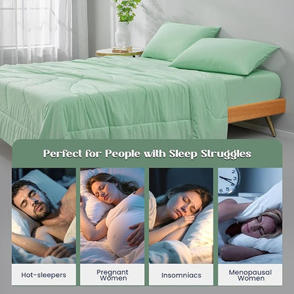 Dream Valley Outlast® Twin Cooling Comforter, NASA-Grade Instant Cooling Blanket for Hot Sleepers, Luxurious Comforter for All Season, Mint Macaron, 60"x80"