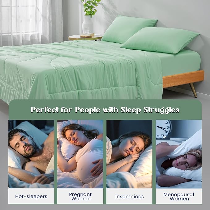 Dream Valley Outlast® Twin XL Cooling Comforter, NASA-Grade Instant Cooling Blanket for Hot Sleepers, Luxurious Comforter for All Season, Mint Macaron, 68"x90"
