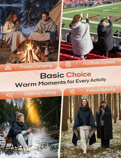 ZonLi Heated Blanket Battery Operated, Wearable Portable Electric Blanket with Rechargeable Battery, 50"x60" Cordless Heated Blanket, Waterproof, Machine Washable(Indigo)