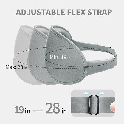 3D Sleep Mask for Men Women 2 Pack, Blackout Eye Mask for Sleeping Eye Mask for Side Sleeper, Memory Foam Adjustable&Washable, Airplane Travel Essentials Couples Yoga Meditation Black & Silver-Gray