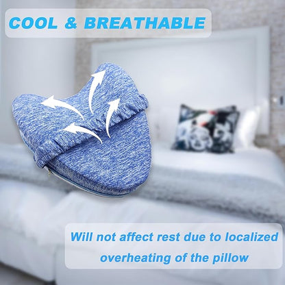 Knee Pillow Cover with Elastic Strap for Contour Legacy Leg & Knee Foam Support Pillow, Compatible with Knee Pillow for Side Sleepers-Cover ONLY(Blue)
