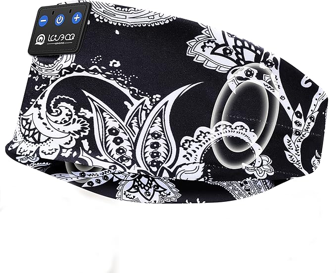 LOVE EYE Sleep Headphones Wireless Headband Headphones Bluetooth 5.4 for Side Sleeper Bluetooth Headband Earphones for Sports for tech Gadgets Gifts (Flower Black)
