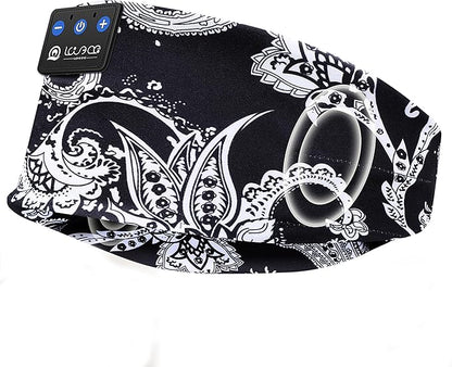 LOVE EYE Sleep Headphones Wireless Headband Headphones Bluetooth 5.4 for Side Sleeper Bluetooth Headband Earphones for Sports for tech Gadgets Gifts (Flower Black)