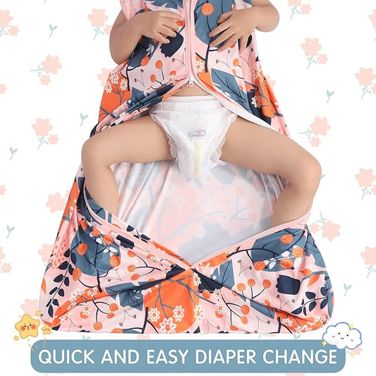 3 Pack Baby Sleep Sack 100% Rayon Cotton Baby Sleeping Bag 2-Way Zipper Toddler Wearable Blankets TOG 0.3. (Gerbera&Tulips&Pink, 6-12 Months)
