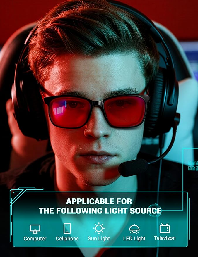 TIJN Blue Light Blocking Glasses for Men Women - Red Light Glasses for Computer Gaming - Dual AR Coating Lens - Screen Fatigue & UV Protection - 2 Pack