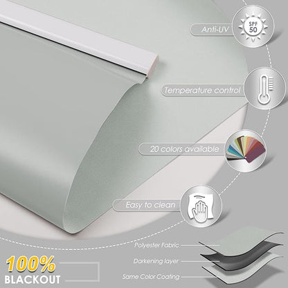 Allesin Motorized Roller Shade Blinds Work with Alexa for Window, 100% Blackout Smart Shades Cordless with Remote Control, Electric Automated Blinds for Window, Customized Size for Smart Home (White)