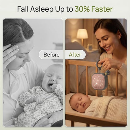 Portable White Noise Sound Machine with Star Projector | Sound Therapy Calm Music Machine Baby Sleep Soother with Hook for Home, Car Travel, Nursery, Infant, Kids Gifts (Lucky Cat)