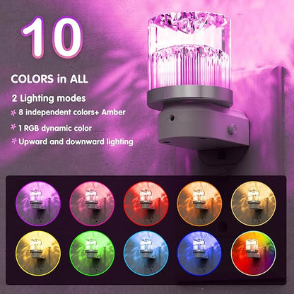 L LOHAS LED Night Light, Night Lights Plug into Wall with 10 Color Change RBG Nightlight Plug in Wall, Built in Dusk to Dawn Sensor for Hallway, Bathroom, Rooms