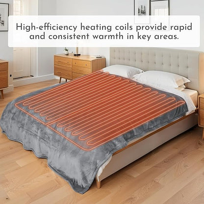 Electric Heated Blanket 72"x84" Full Size Flannel Heated Blanket, Cozy & Warm for All Night, 5 Heat Settings & 10 Hours Auto Off, Machine Washable, Light Grey
